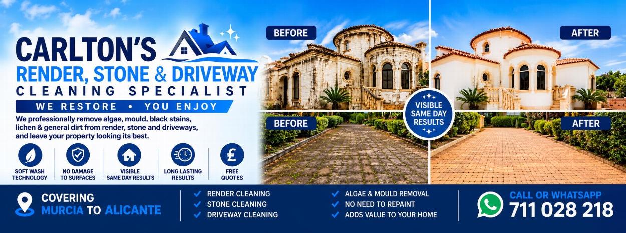 Render, Stone and Driveway Cleaning English Speaking - Murcia and Alicante