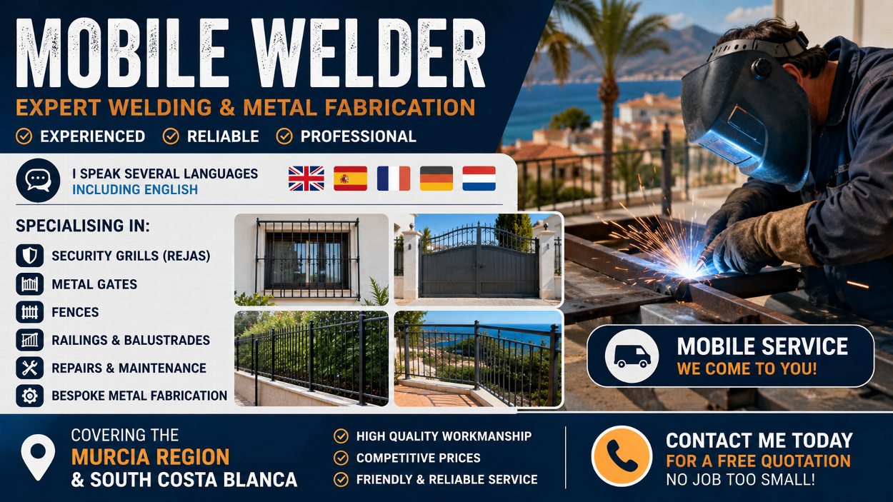 English Speaking Mobile Welder & Metal Fabricator Murcia  