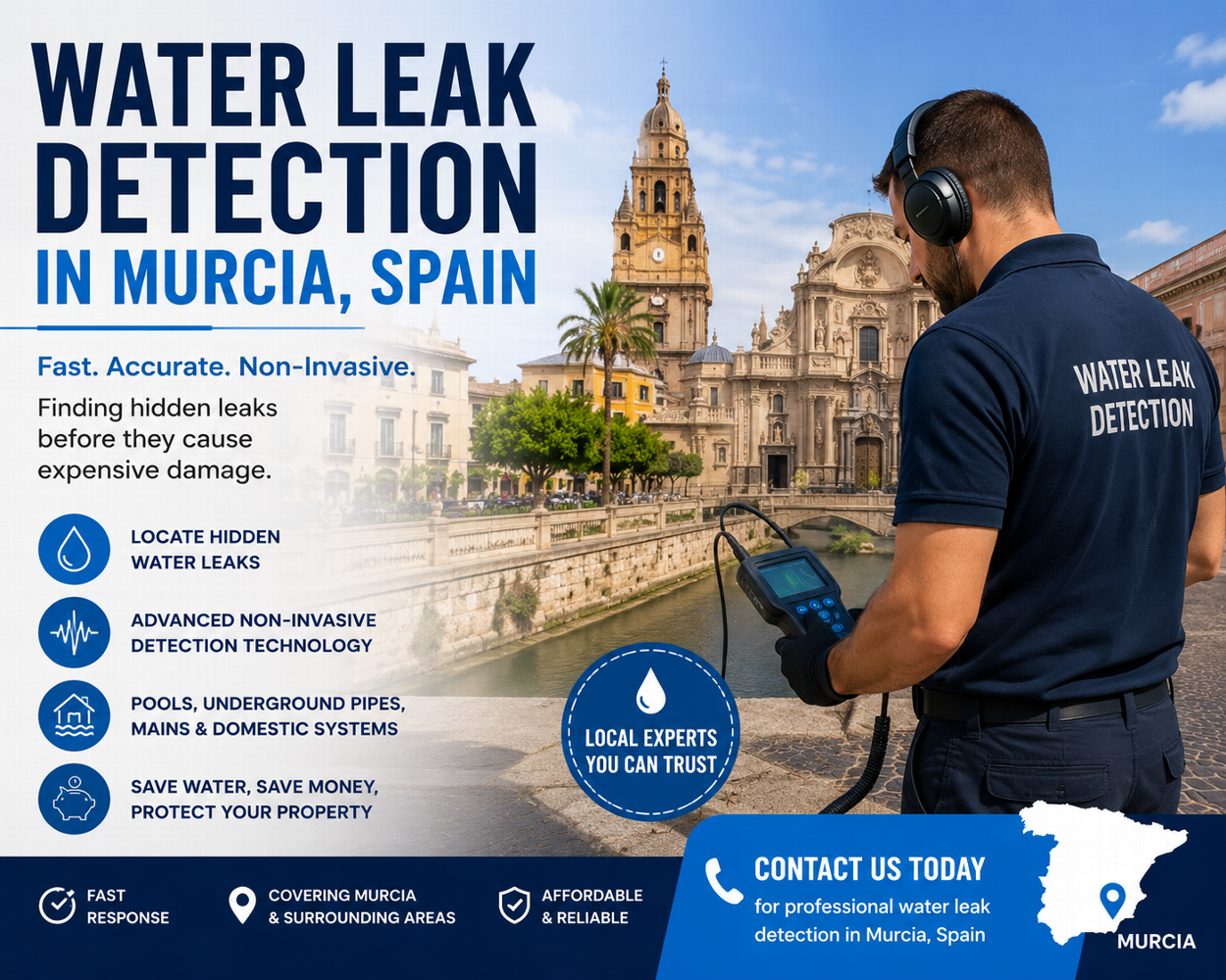 Water leak detection in Murcia Spain